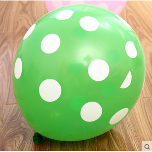12寸加厚 糖果色波點乳膠氣球 綠色白點款