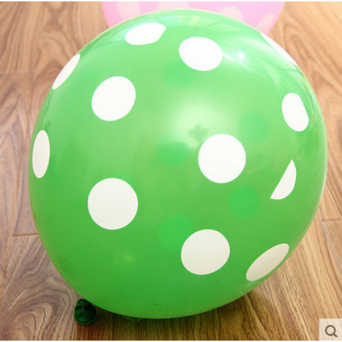 12寸加厚 糖果色波點乳膠氣球 綠色白點款