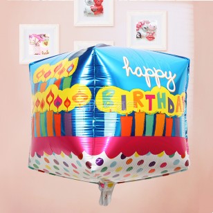 方形立體造型鋁膜氣球 生日快樂燈籠