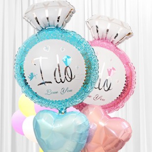 新款鑽石結婚婚房布置鋁箔氣球 鉆石藍色