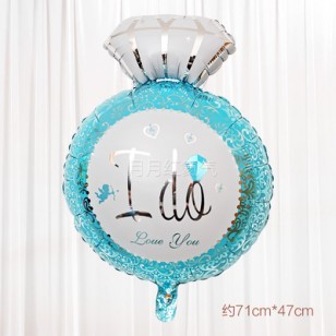 新款鑽石結婚婚房布置鋁箔氣球 鉆石藍色