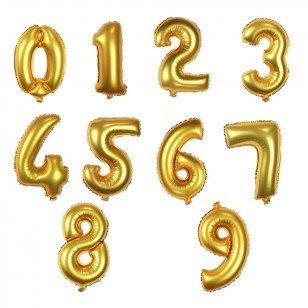 16英寸金色字母數字鋁箔氣球