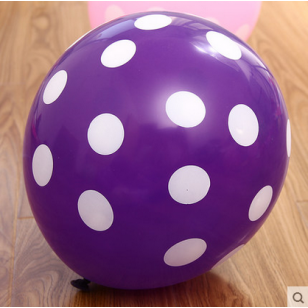 12寸加厚 糖果色波點乳膠氣球 紫色白點款